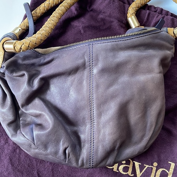 Charles David Purple Distressed Leather Handbag - Picture 13 of 14